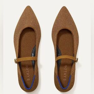 Rothy's Tan Pointed Flats with Blue Accent. Size 10.5. Like new.